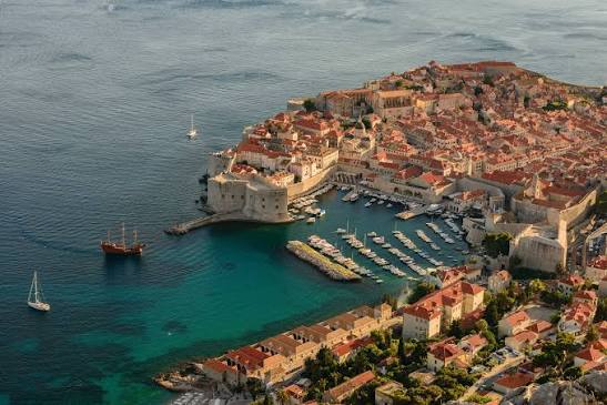 Dubrovnik old town rooftops and stone walls