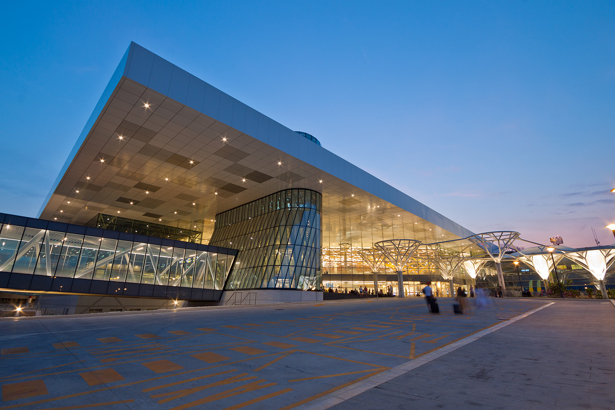 Split Airport terminal at night
